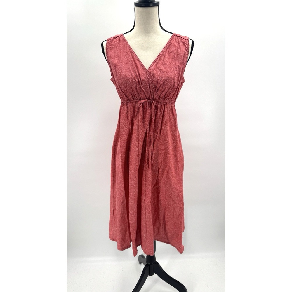 Eddie Bauer Babydoll Dress 6 Red Aster Empire Tie Waist Country Cottage Coastal